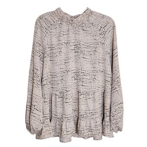 Entro Blush Pink and Gray Print Blouse Size Medium